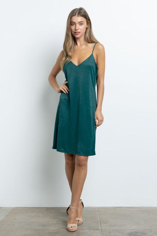 Cherish Matte Silky Cami Dress - Green