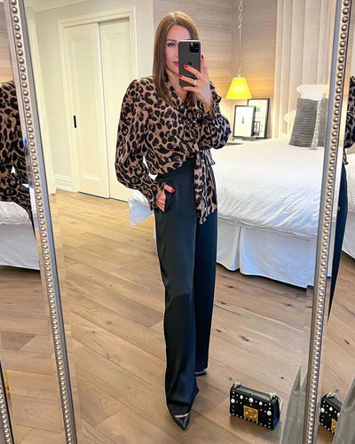 The Pink Door Victoria Black Satin Wide Leg Pant