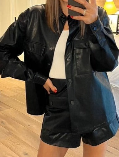 NONCHALANT Tara Black Leather Top