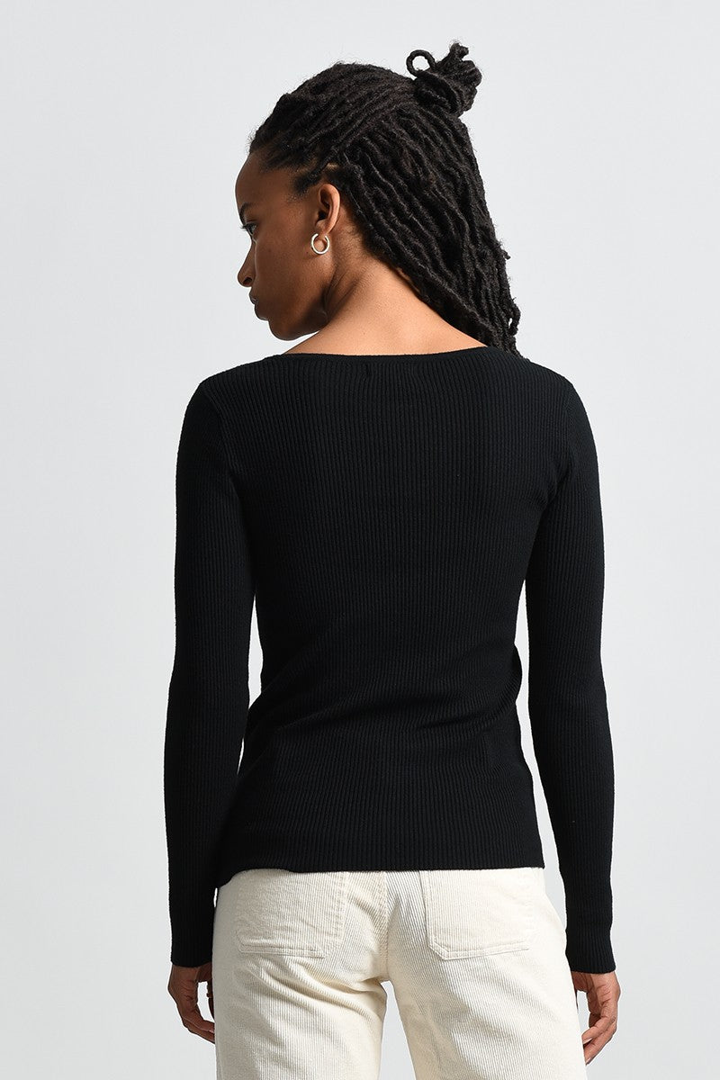 Molly Bracken Black L/S Rib Henley