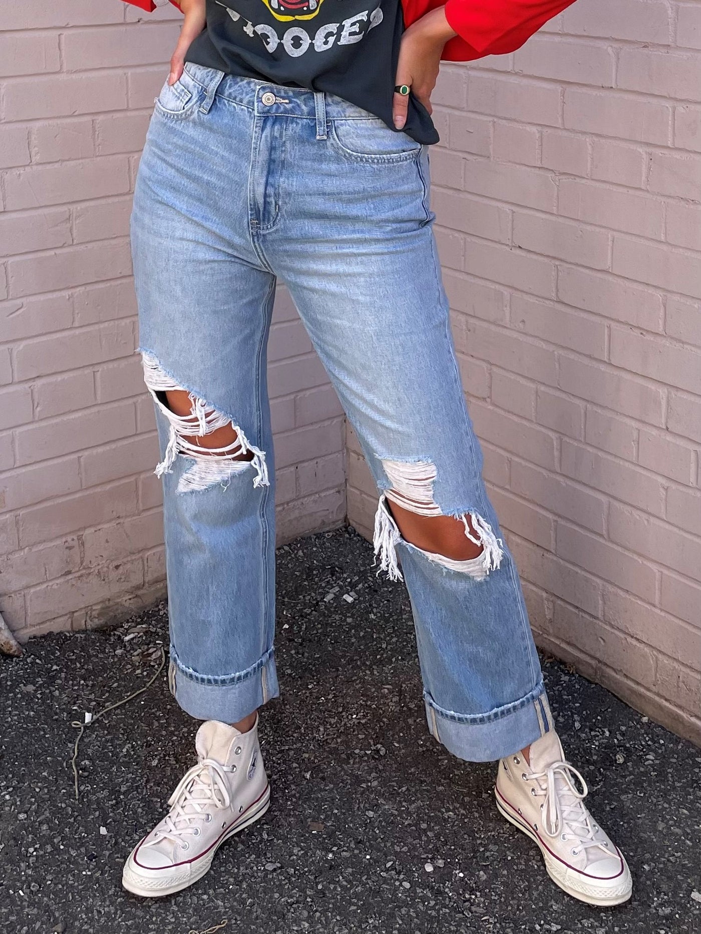 Vervet Distressed Vintage Straight Denim