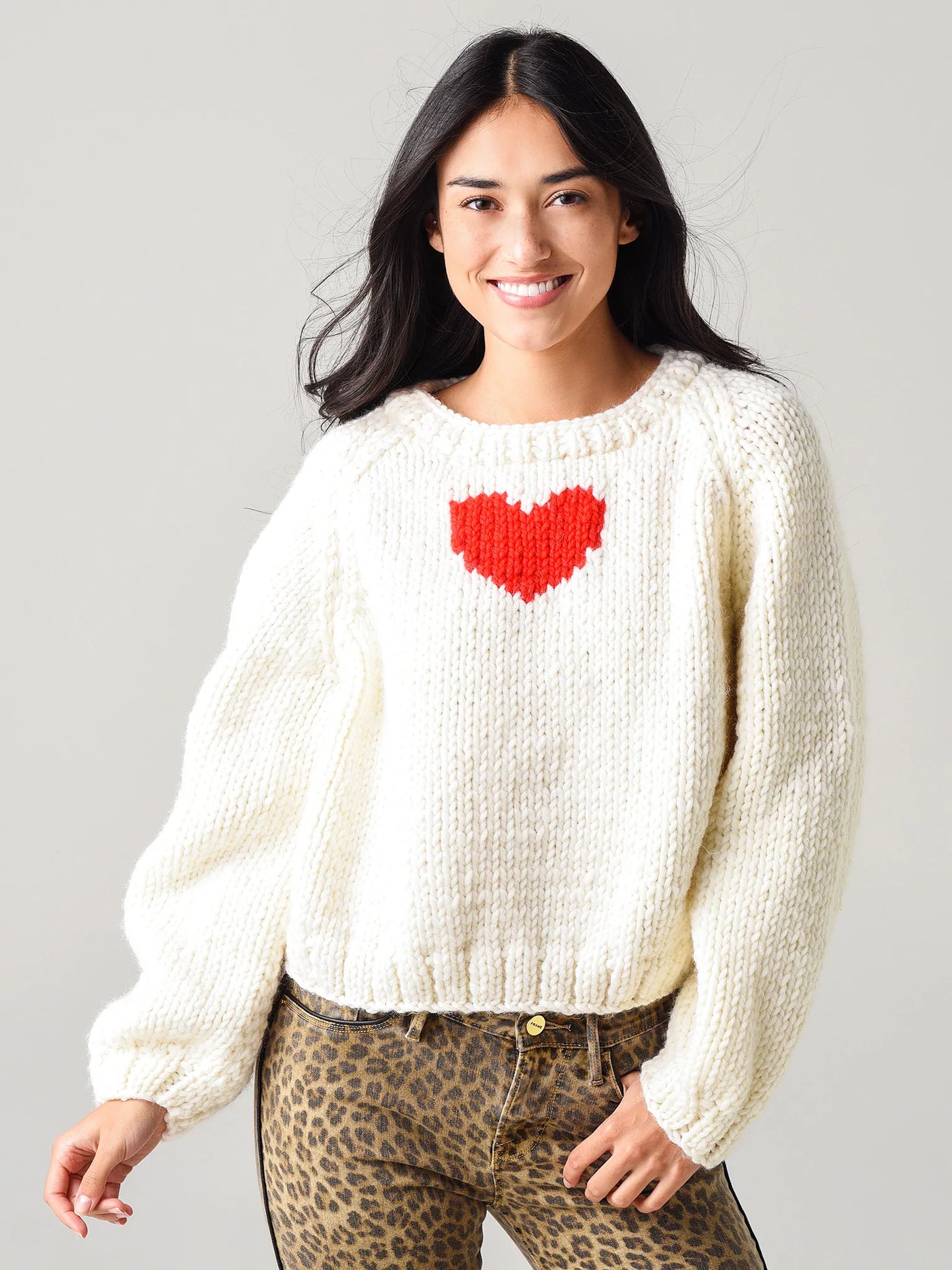 GOGO Heart Wool Pullover - White/Red