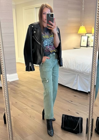 The Pink Door Dixie Sage Green Utility Cargo Jeans
