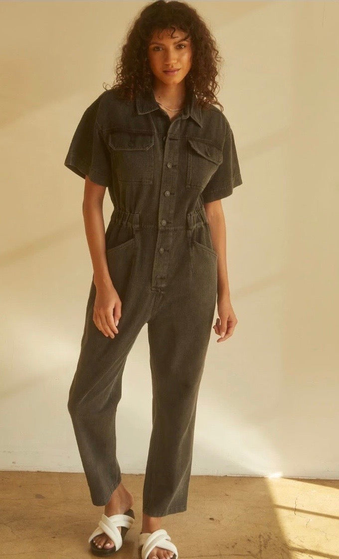 Crescent Denim Jumpsuit Black