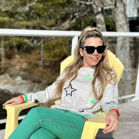 WISPR Summer Star Sweatshirt - Silver Neon