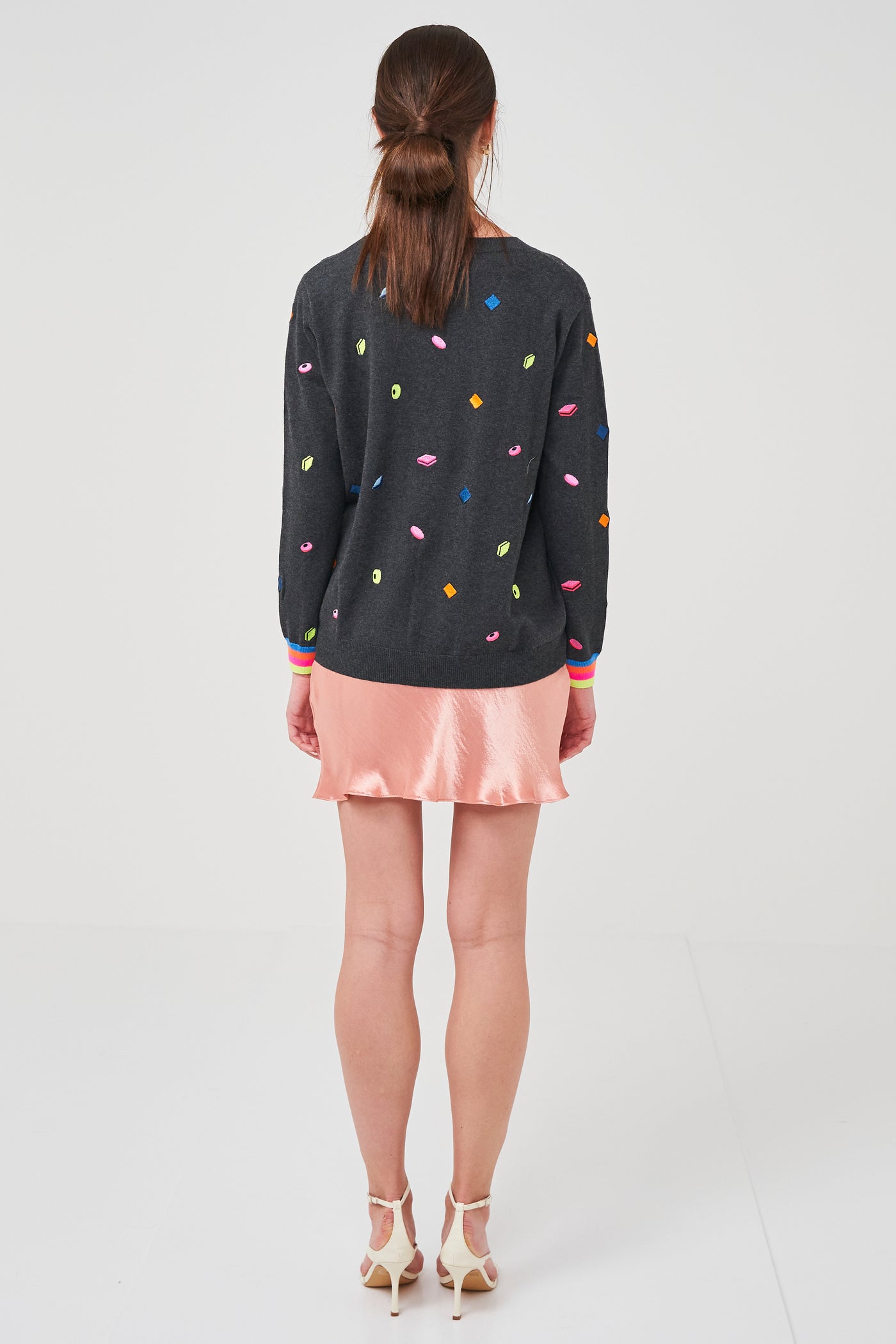 WISPR Sweet Thing Boyfriend Jumper Sweater - Charcoal/Candy