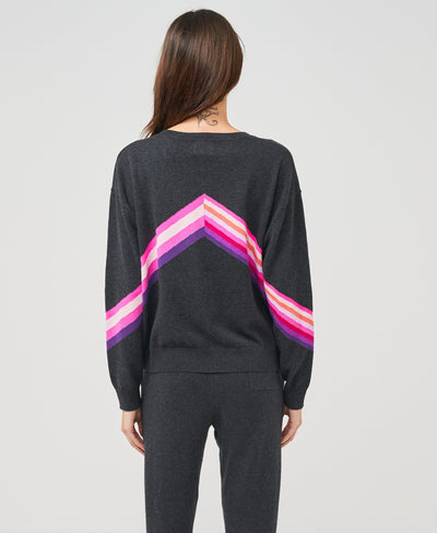 WISPR Chevron Stripe Sleeve V Sweater - Violet