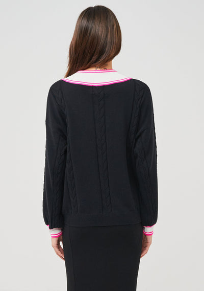 WISPR Varsity Cable V Sweater - Coal/Ice Water