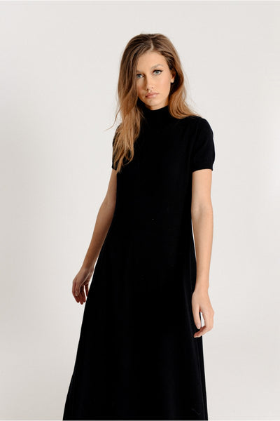 Molly Bracken S/S Long Black Knit Dress w/ Open Back