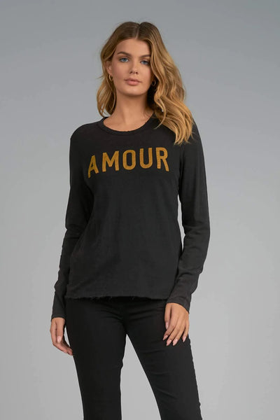 Elan "AMOUR" L/S Crew Neck Top Black