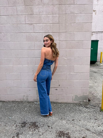 Litz by Uniq Strapless Sweetheart Denim Jumpsuit