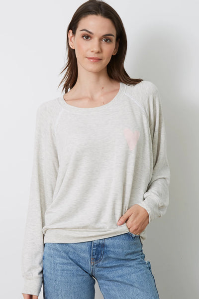 Good hYOUman Pink Heart Patch Sweatshirt - Natural Grey