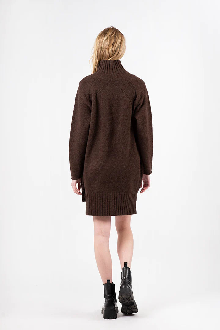 Lyla & Luxe Turtleneck Sweater Dress - Brown