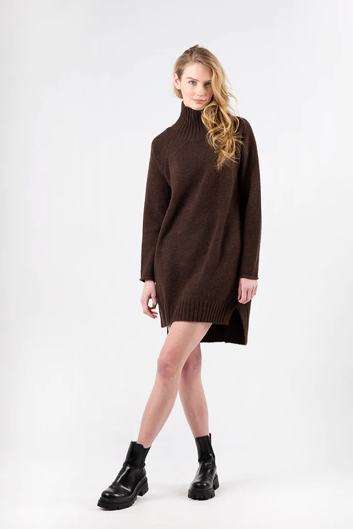 Lyla & Luxe Turtleneck Sweater Dress - Brown