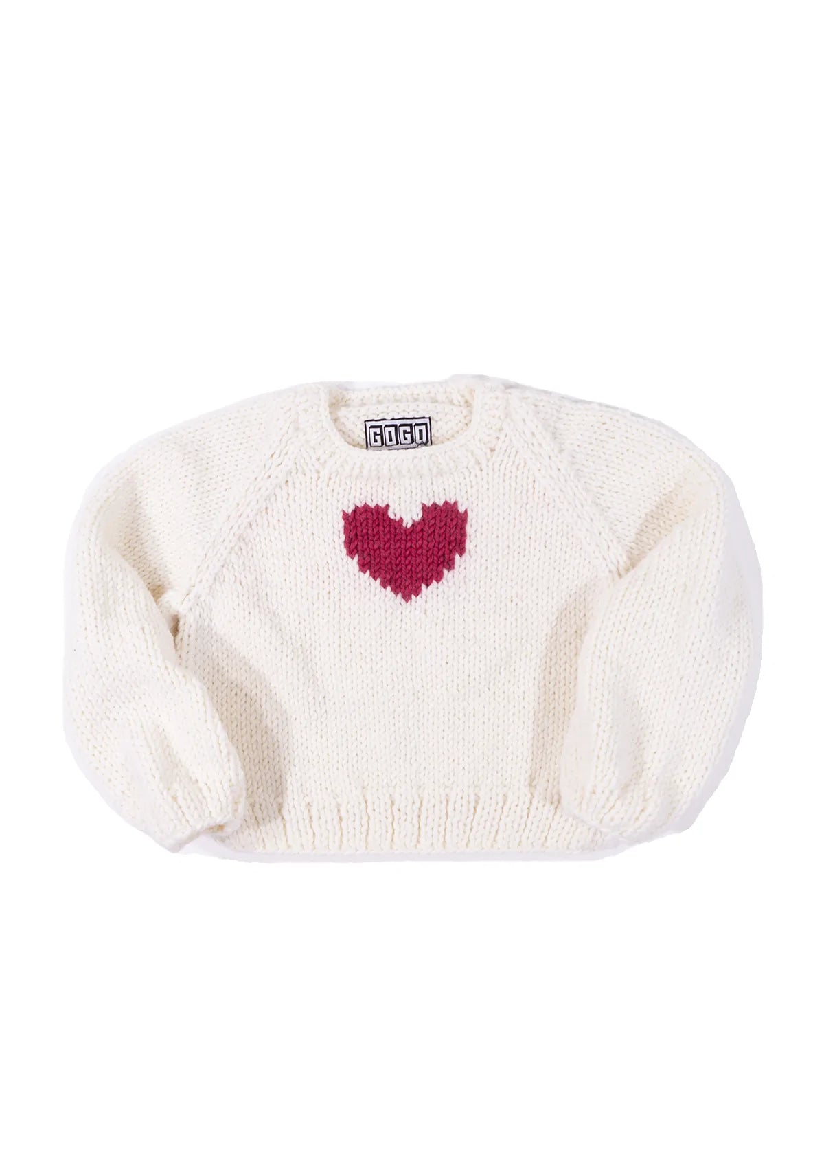 GOGO Heart Wool Pullover - White/Red