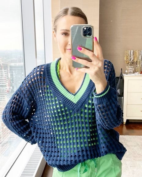 WISPR Open Stitch V Sweater - Hello Sailor-Acid Lime