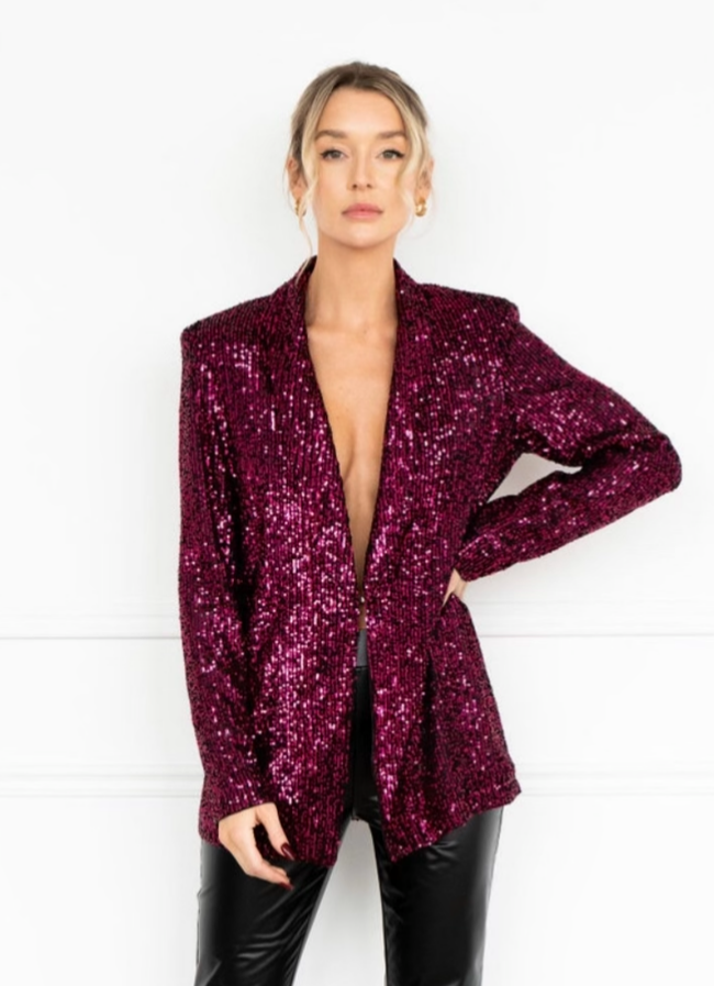 Sunshine Park Yola Cranberry Sequins Blazer