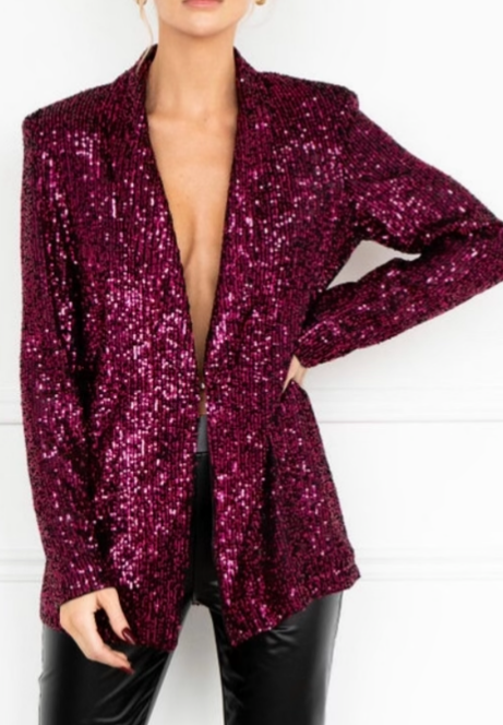 Sunshine Park Yola Cranberry Sequins Blazer