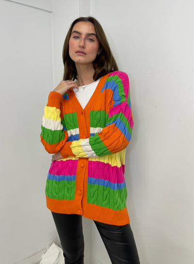 The Pink Door Multi Striped Cardi