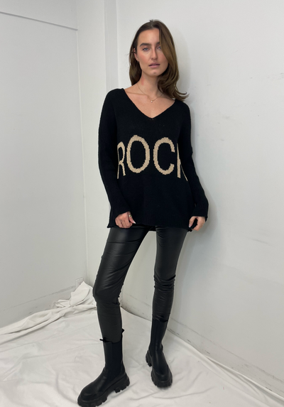 The Pink Door Rock Sweater - Black