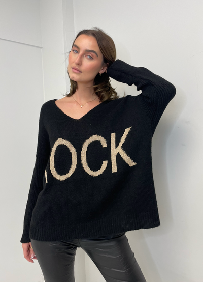 The Pink Door Rock Sweater - Black