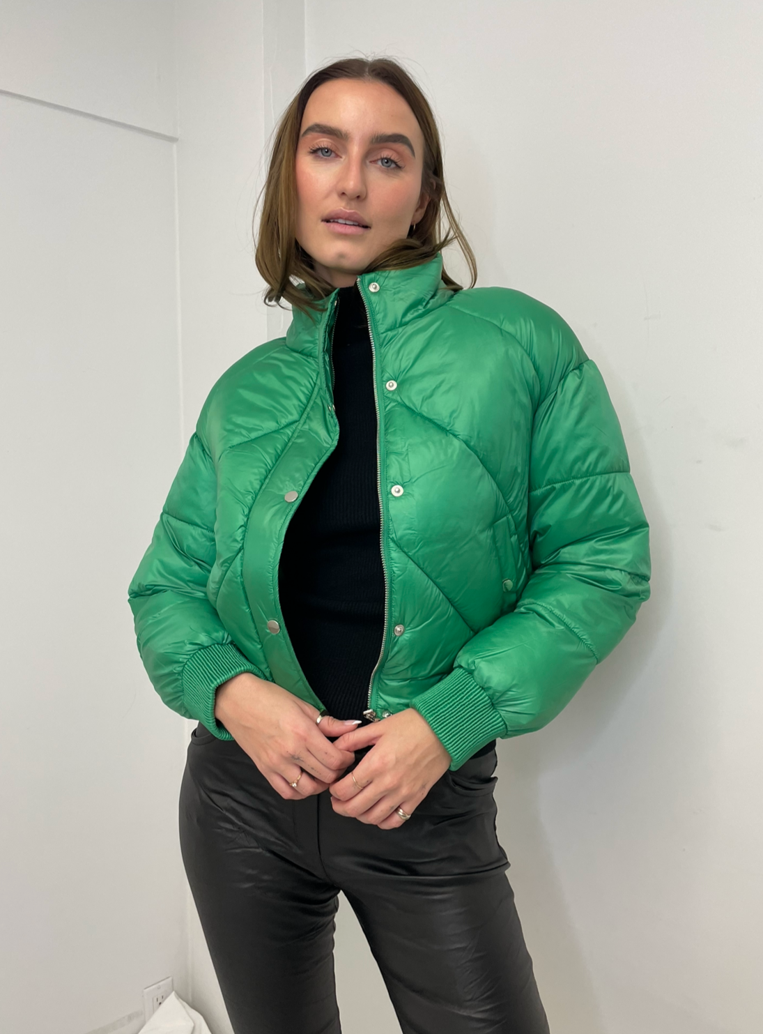 Molly Bracken Short Puffer Jacket - Green