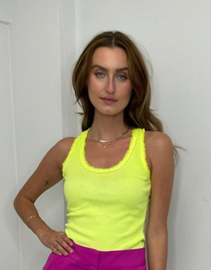 The Pink Door Neon Tank w/ Sequins - Yellow