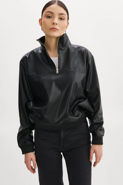 Lamarque Kaisley Black Vegan Leather Pullover