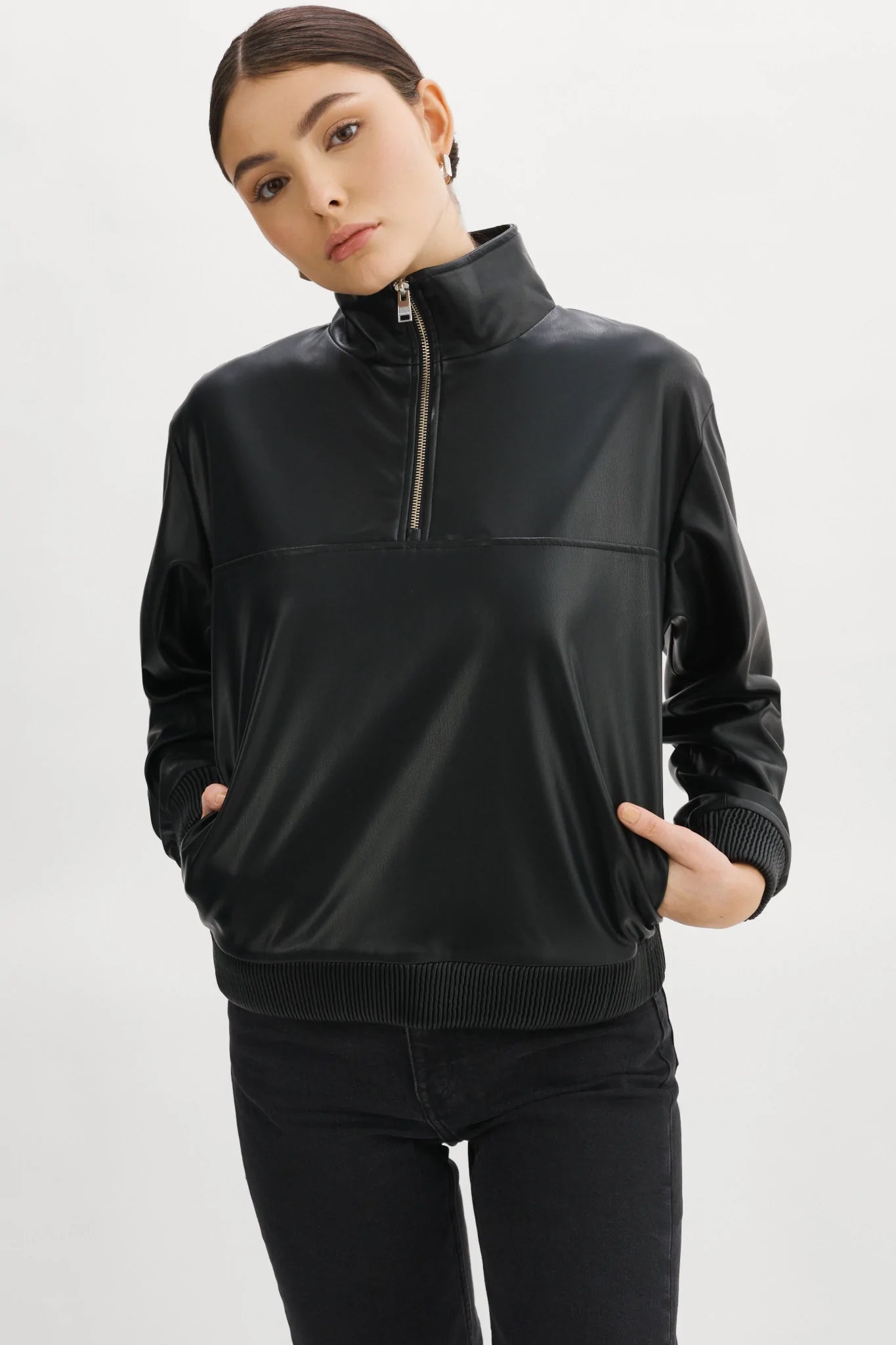 Lamarque Kaisley Black Vegan Leather Pullover