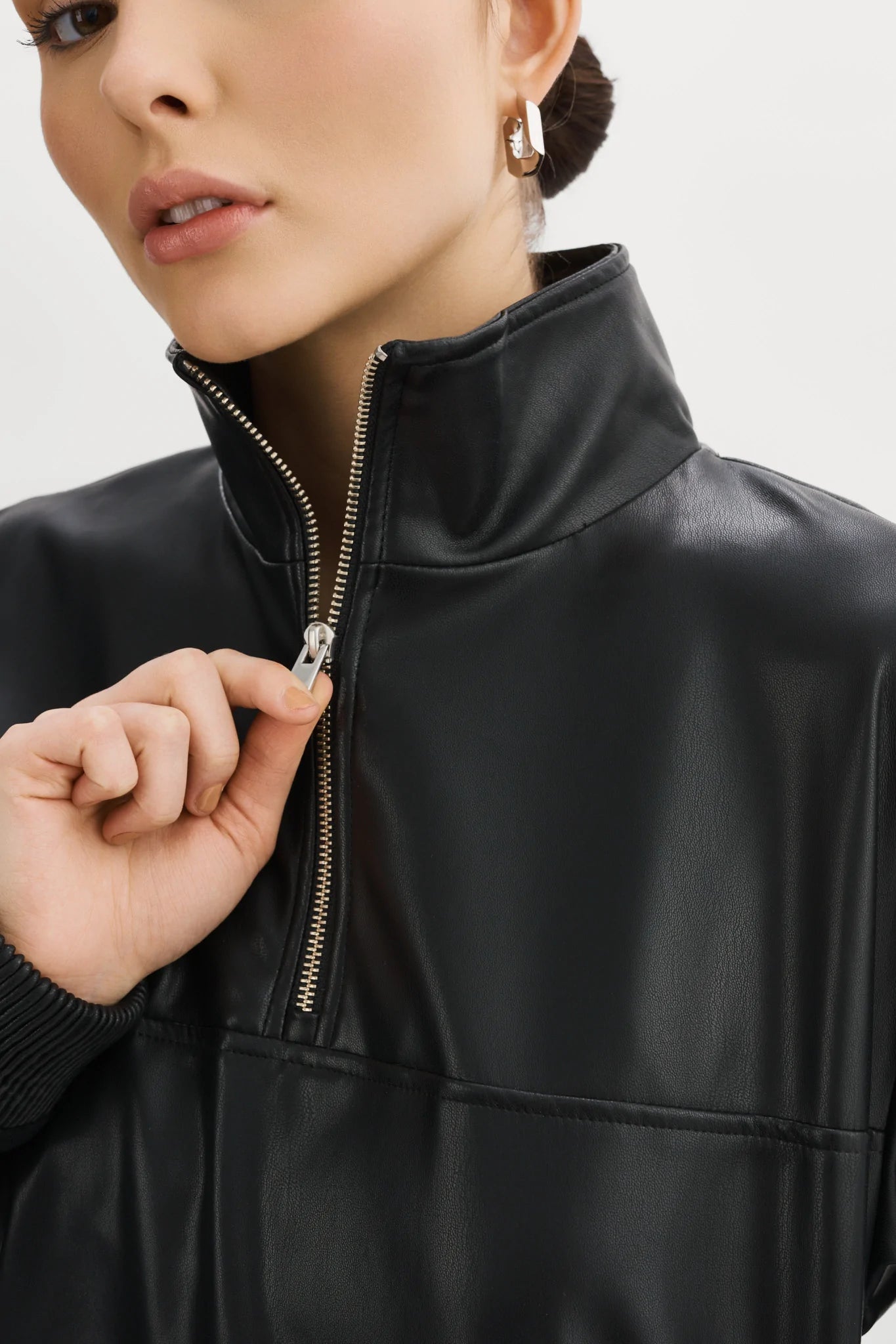 Lamarque Kaisley Black Vegan Leather Pullover