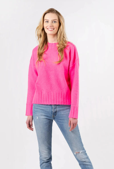 Lyla & Luxe Ribbed Cuff Sweater - Hot Pink