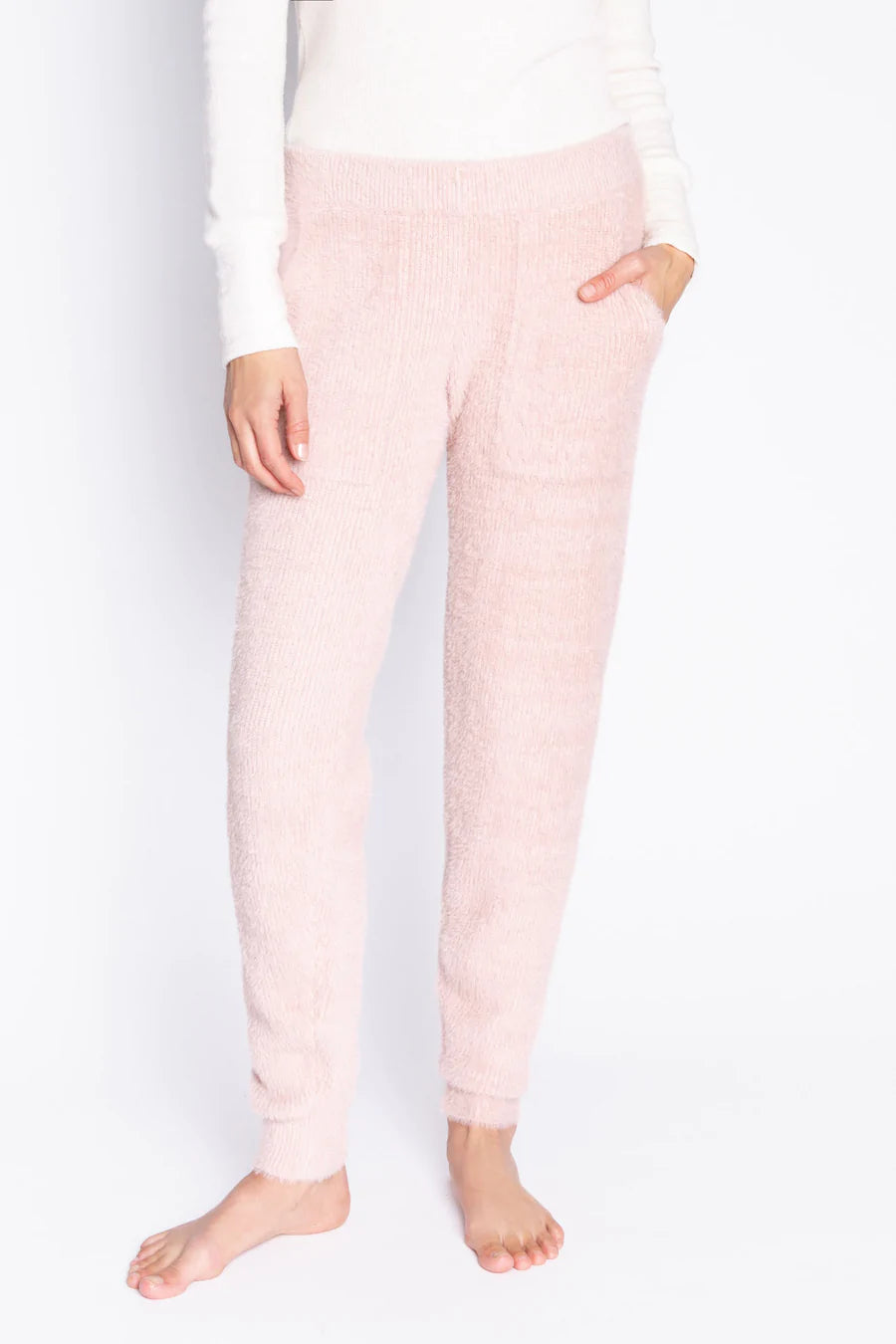 PJ Salvage Feather Knit Solid Pant - Pink Clay