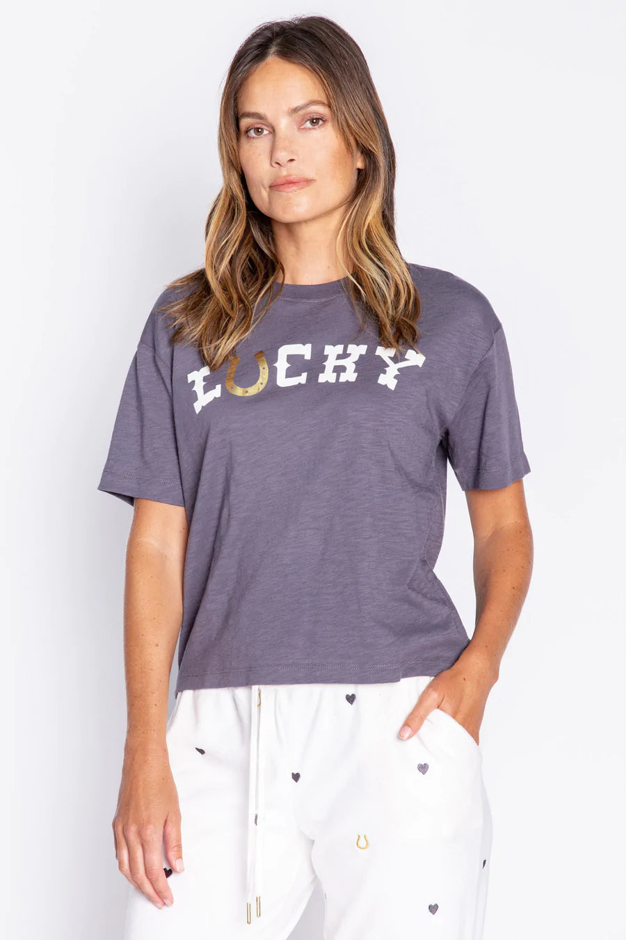 PJ Salvage Lucky In Love S/S Tee - Charcoal