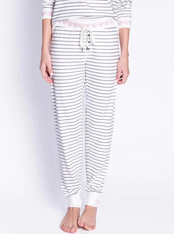 PJ Salvage La Vie En Rose Stripe Jogger-Ivory