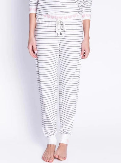 PJ Salvage La Vie En Rose Stripe Jogger-Ivory