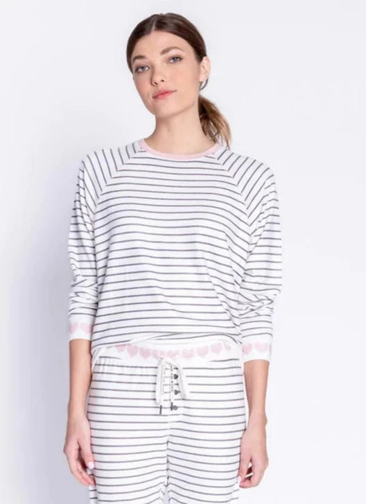 PJ Salvage La Vie En Rose Stripe L/S Top - Ivory