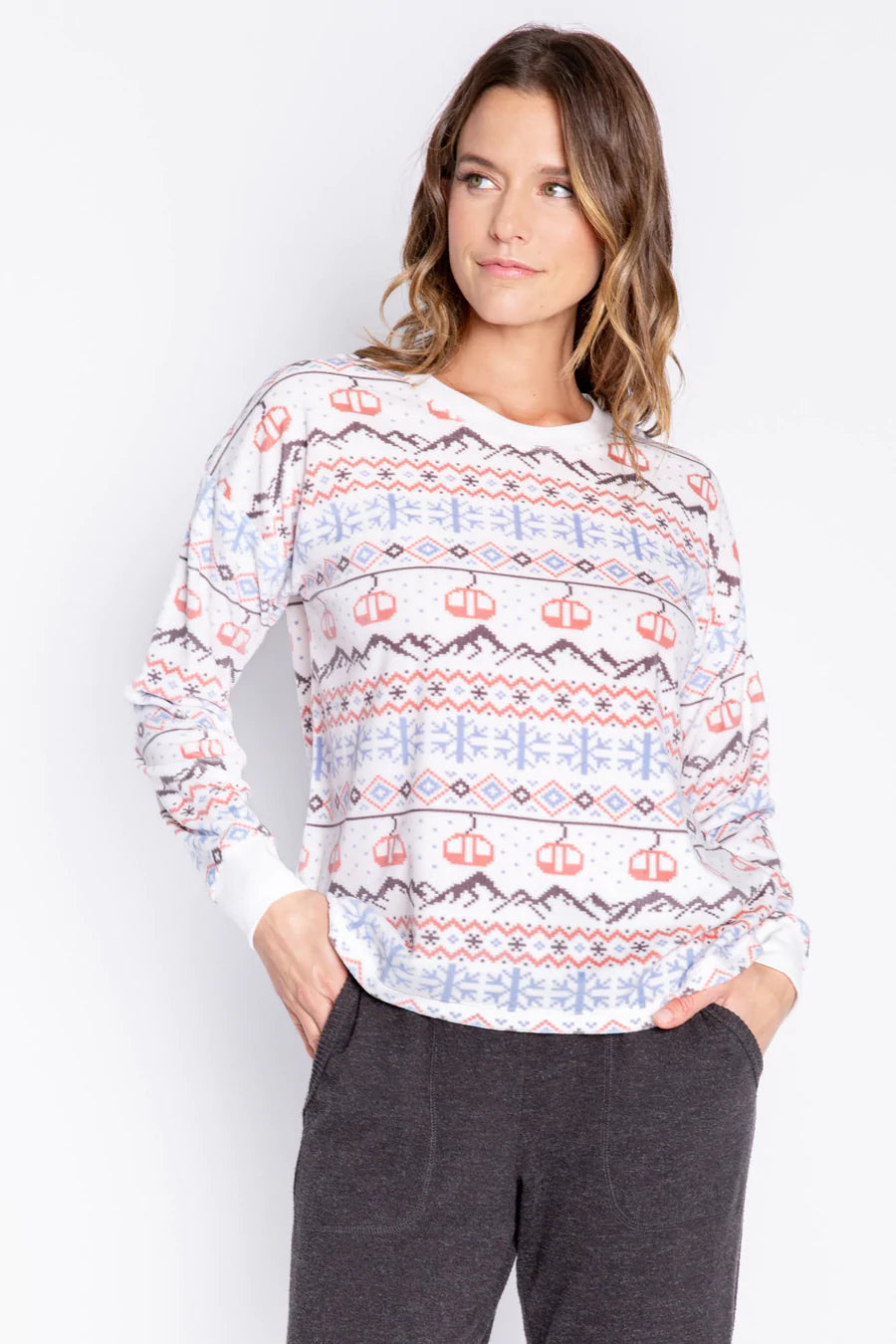 PJ Salvage Stay Lifted Fairisle L/S Top - Ivory