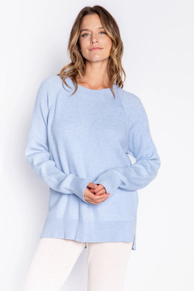 PJ Salvage Sweater Weather Solid L/S Top - Ice Blue