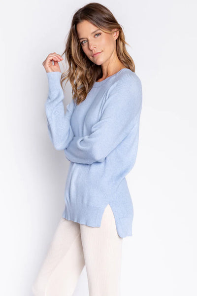 PJ Salvage Sweater Weather Solid L/S Top - Ice Blue