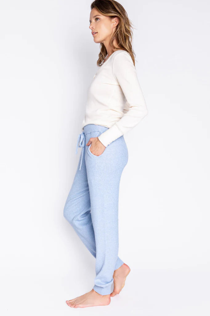 PJ Salvage Sweater Weather Solid Pant - Ice Blue