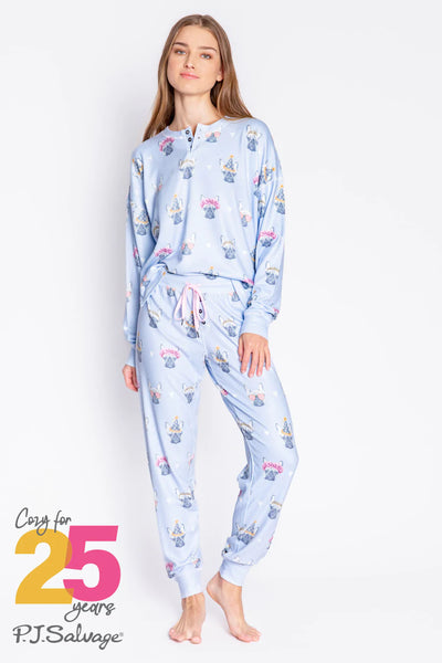 PJ Salvage The Frenchie Life PJ Set - Ice Blue