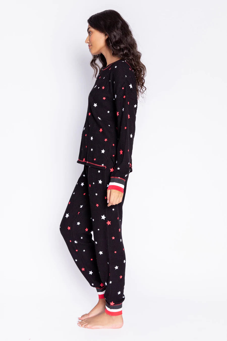 PJ Salvage Ski Jammie Classic Stars Pj Set - Black