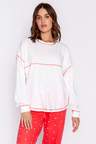 PJ Salvage Cozy In Love - Love More L/S Top - Ivory