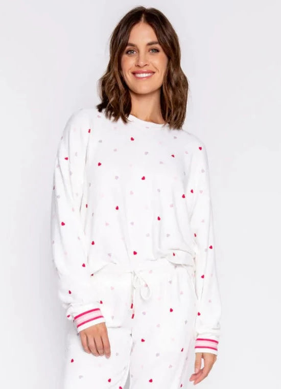 PJ Salvage Feelin’ Loved Hearts L/S Top - Ivory