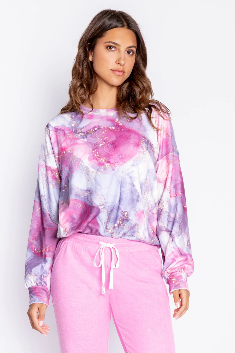 PJ Salvage Marble Mayhem L/S Top - Pink