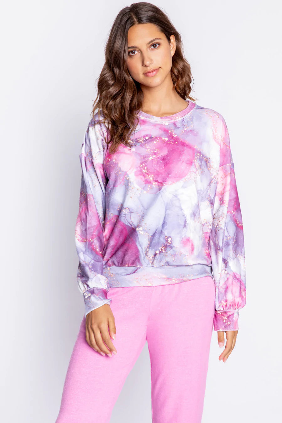 PJ Salvage Marble Mayhem L/S Top - Pink