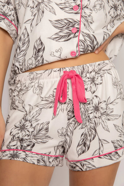 PJ Salvage Pop Pink Floral Pj Set - Ivory