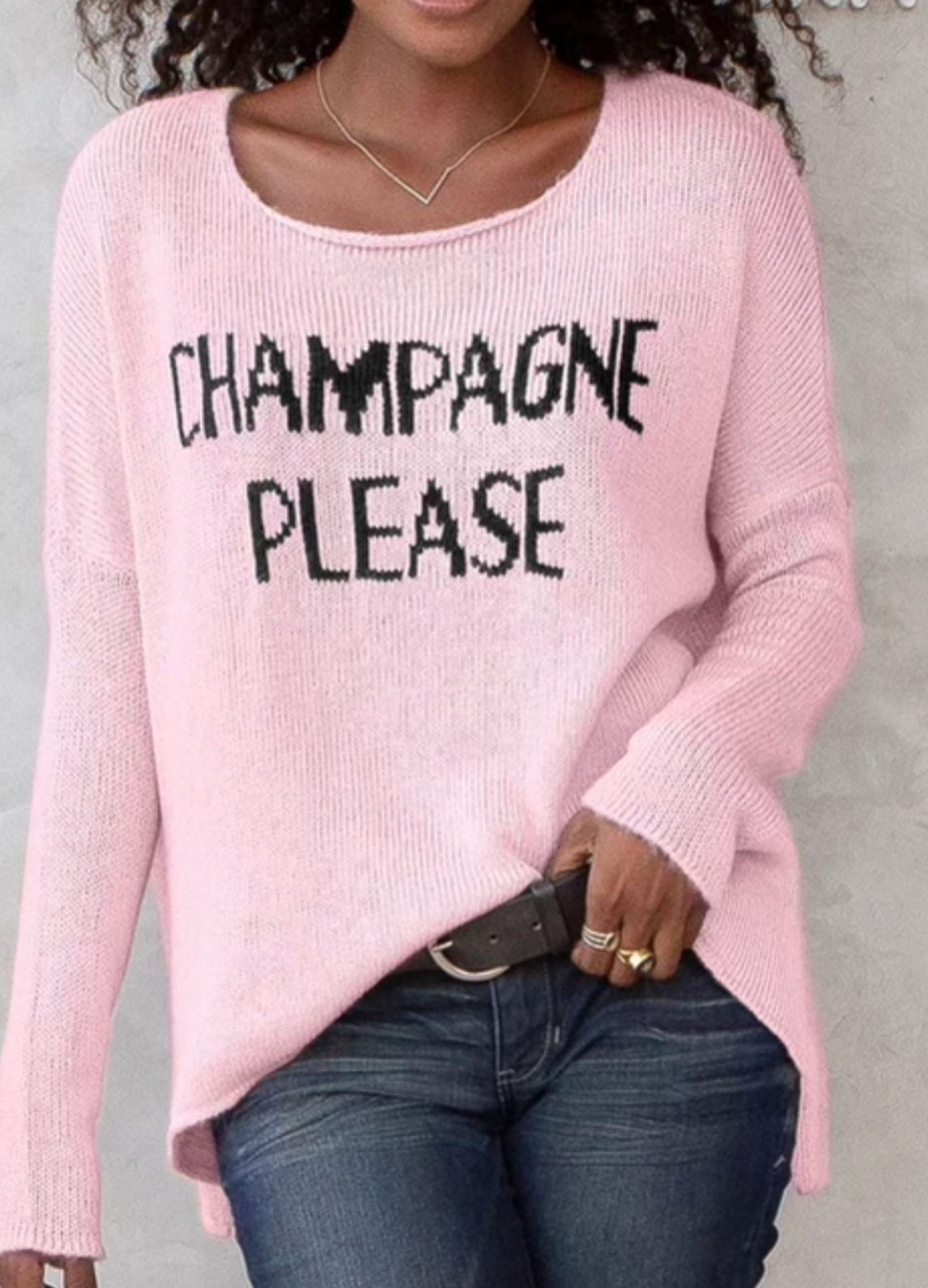 The Pink Door Champagne Sweater - Blush