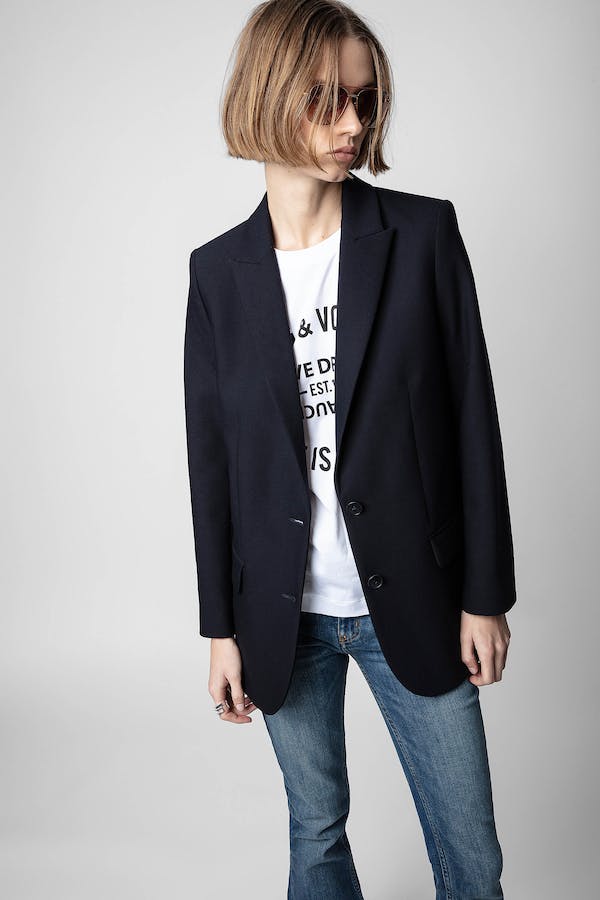 Zadig Voltaire Black Strass Blazer w Skull Rhinestone Back