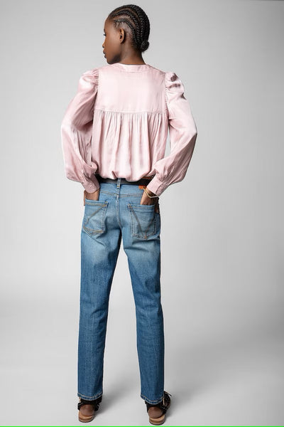 Zadig & Voltaire Telia Satin V Neck Blouse - Deep Parme Pink